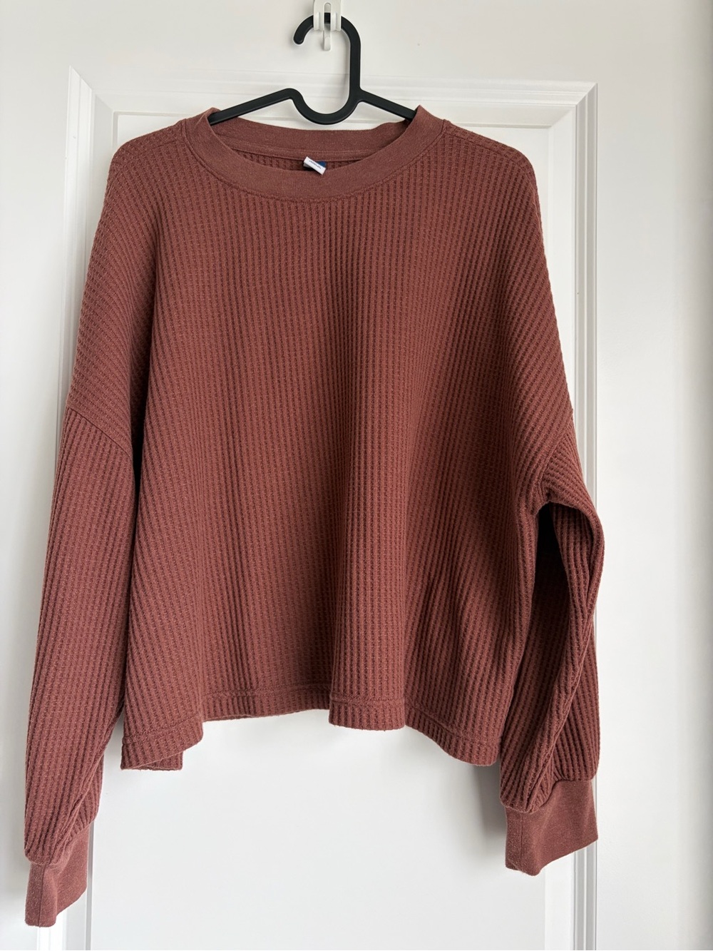 Old Navy Rust Waffle Knit Oversized Long Sleeve Top Size Large